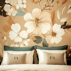 Elegant Bedroom with Floral Wallpaper