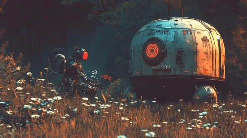 Mechanical Companions amidst Wildflowers