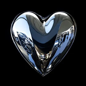 Metallic Heart on Black Background