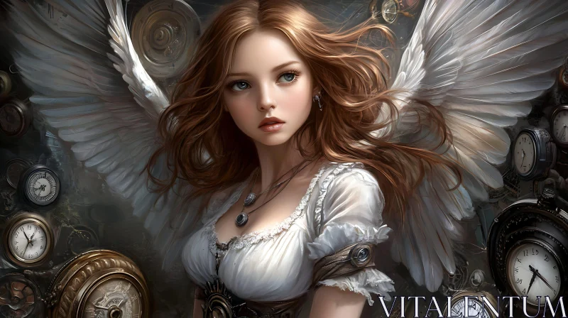 Clockwork Angel with Auburn Hair AI Image