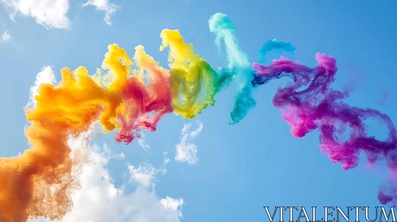 Colorful Smoke Stream in the Sky AI Image