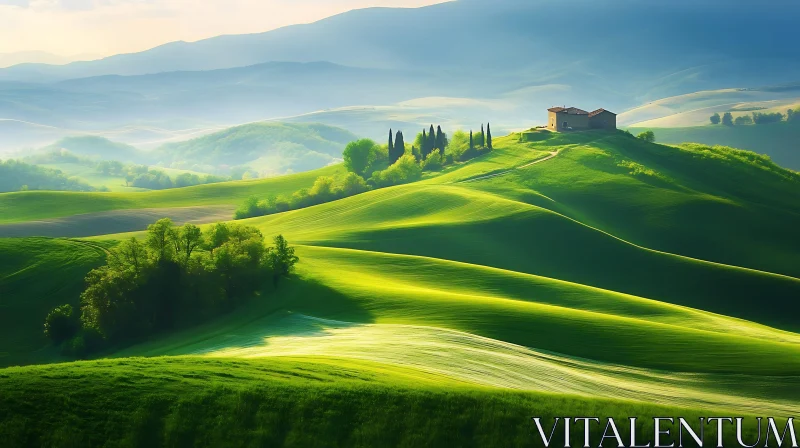 Tuscan Landscape with Rolling Hills AI Image