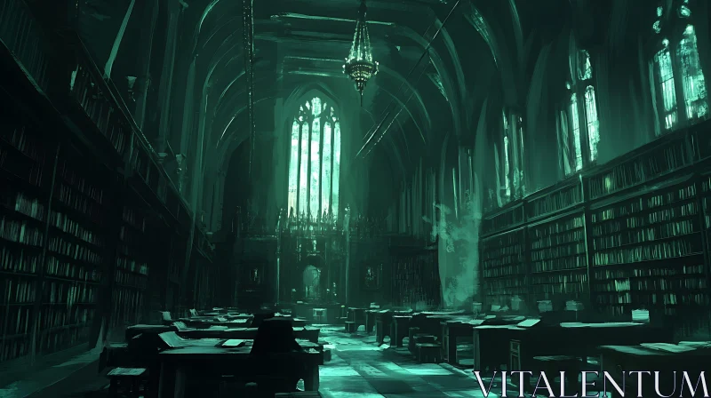 AI ART Grand Library with Gothic Architecture