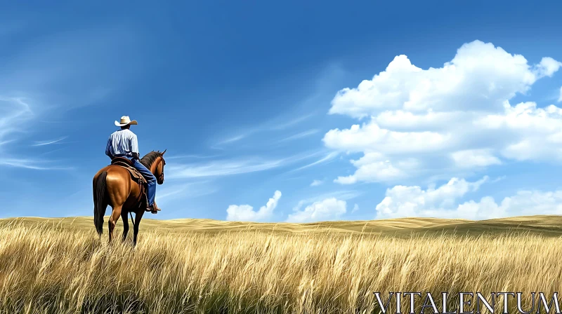 AI ART Lone Rider in a Prairie Landscape