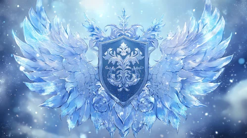 Frozen Wings Heraldic Shield