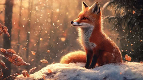 Red Fox in Snowy Forest