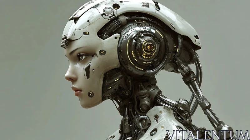 Profile View of Advanced Female Cyborg AI Image