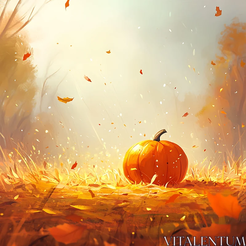 AI ART Pumpkin in Autumn Landscape