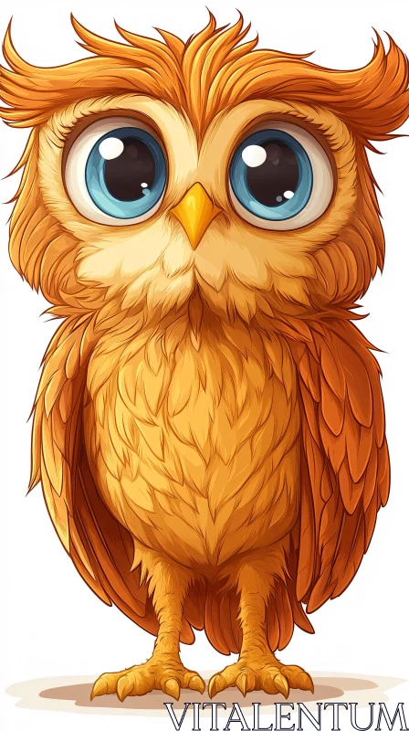 Whimsical Owl with Big Blue Eyes AI Image