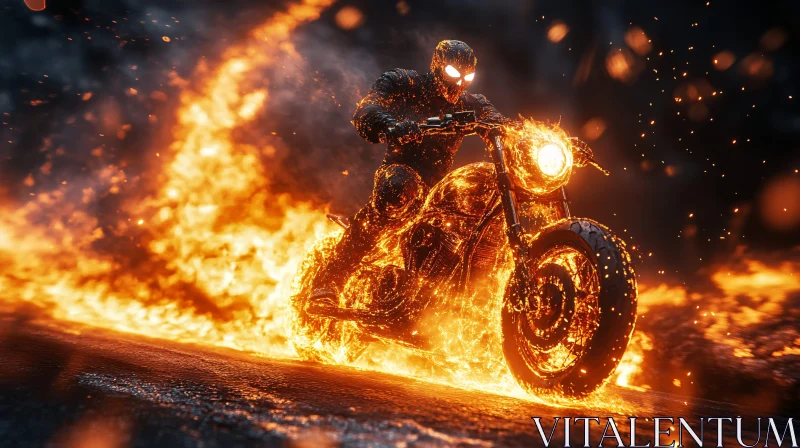 Burning Wheels: A Motorcycle Inferno AI Image