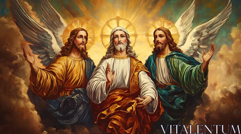 Three Divine Figures with Wings AI Image