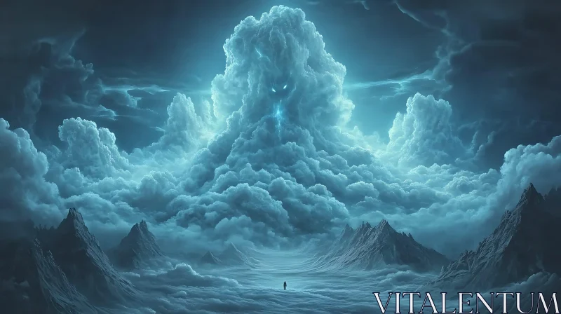 AI ART Surreal Mountainscape with Cloud Face