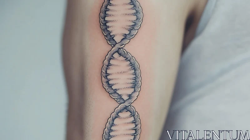 AI ART Monochrome DNA Tattoo on Arm