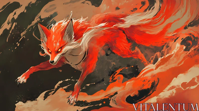 Fiery Fox Leaping Through Smoke AI Image