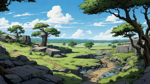 Animecore Art - Southern Countryside Landscape