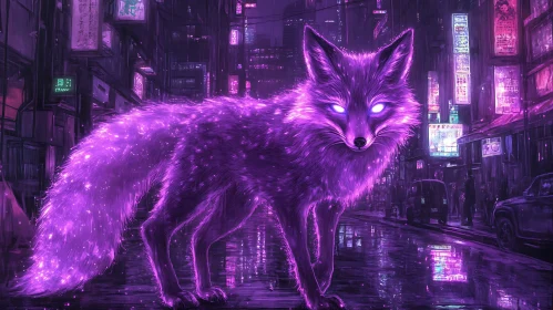 Glowing Fox on City Street