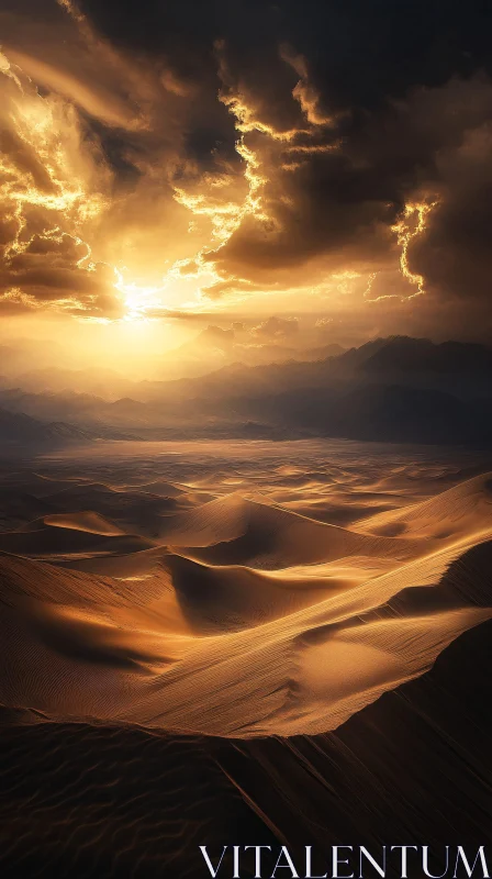 AI ART Magical Sunset in the Desert Landscape