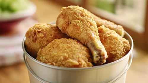 Succulent Fried Chicken Pieces in a Bucket