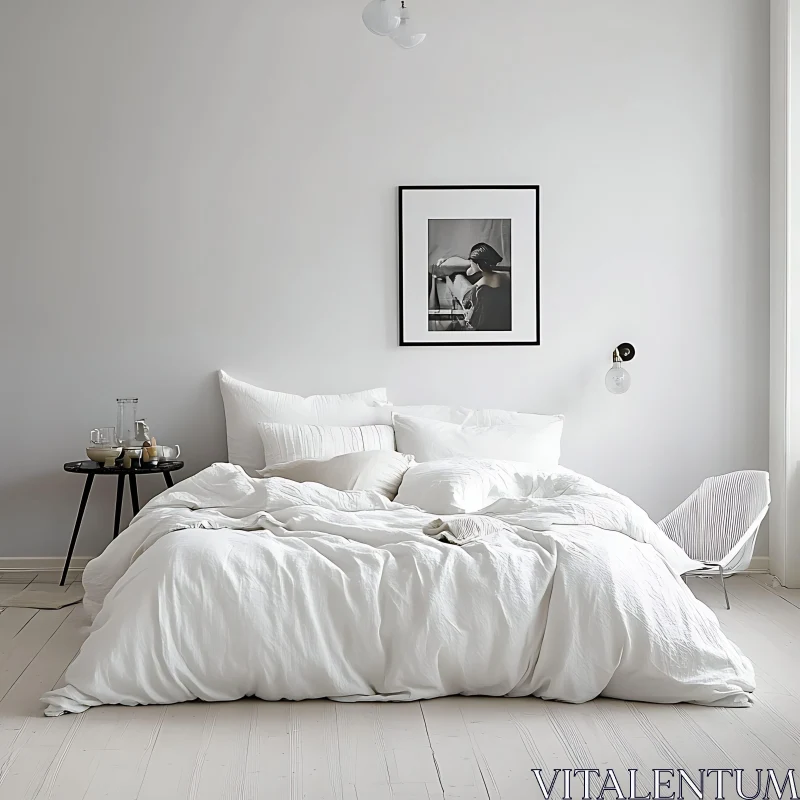 AI ART Serene White Bedroom Interior Design