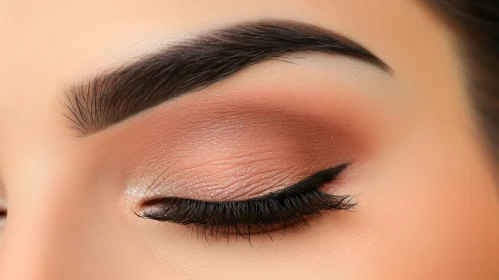 Close-up of Woman's Eye with Brown Eyeshadow and Black Eyeliner