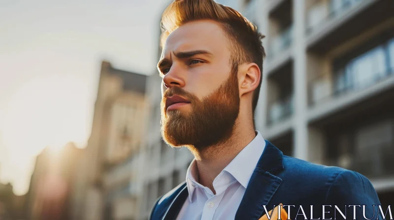 Confident Young Man with Beard and Stylish Haircut AI Image