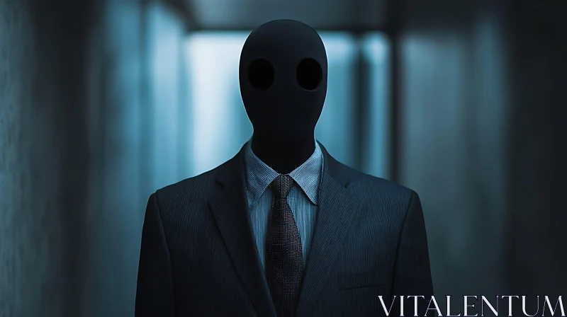 AI ART Faceless Man in Dark Suit