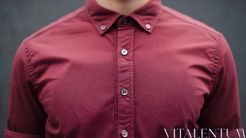 Button-Down Maroon Shirt: A Fashion Statement AI Image