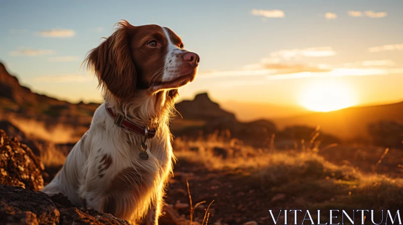Dog Gazing at Sunset: A Volumetric Lighting Masterpiece AI Image