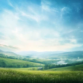 Rolling Hills Landscape with Sky