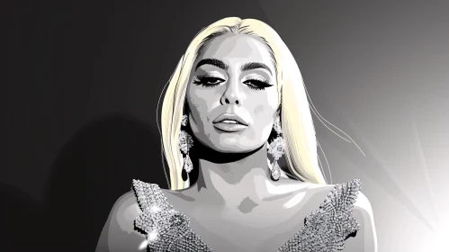 Lady Gaga Grayscale Pop Art