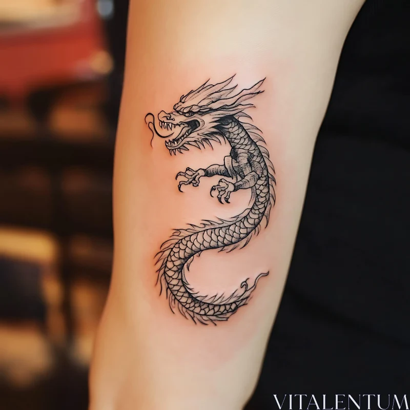 Detailed Black Dragon Tattoo Design AI Image