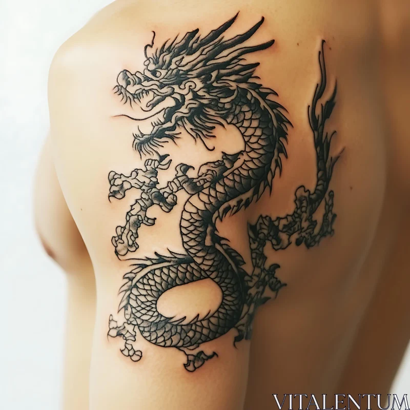 Detailed Dragon Tattoo on Shoulder AI Image