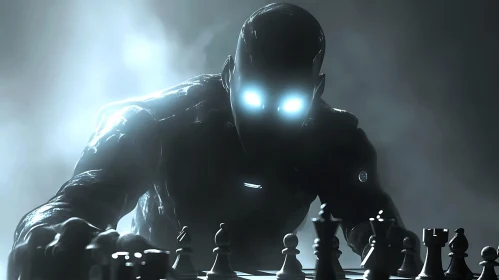 Futuristic Chess Game with Robot