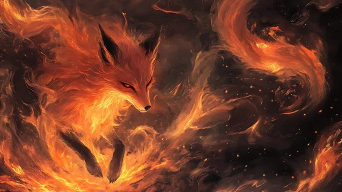 Fox Engulfed in Flames