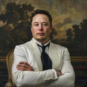 Elon Musk Portrait in Art Gallery