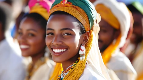 Portrait of Woman with Green Headwear