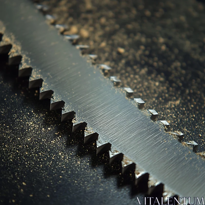 AI ART Detailed Image of a Saw Blade's Serrated Edge