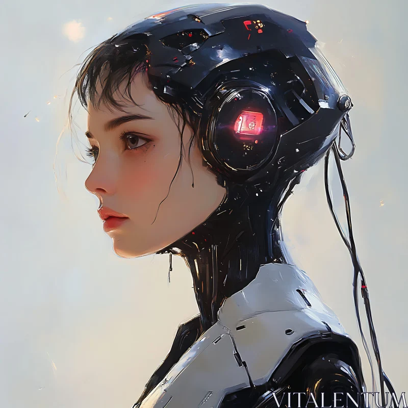 Tech-Enhanced Lady with Cybernetic Features AI Image