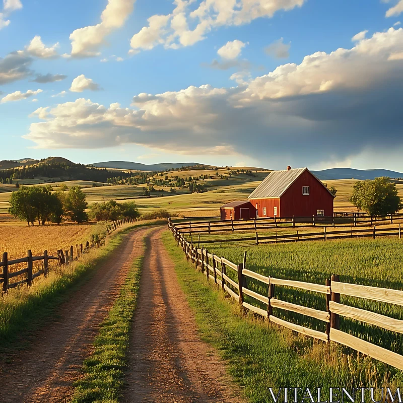 AI ART Rural Farm with Barn and Fence