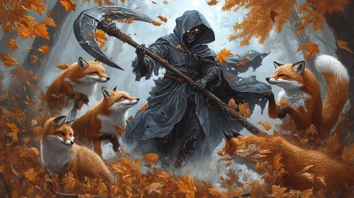 Foxes Circle the Mysterious Reaper