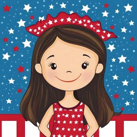 Cartoon Girl with Starry Dress