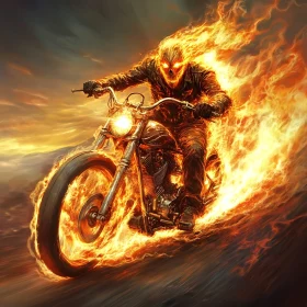 Burning Motorcycle Rider