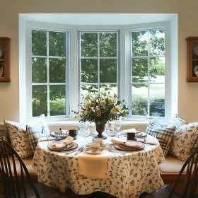 Sunlit Table Setting in Cozy Dining Area