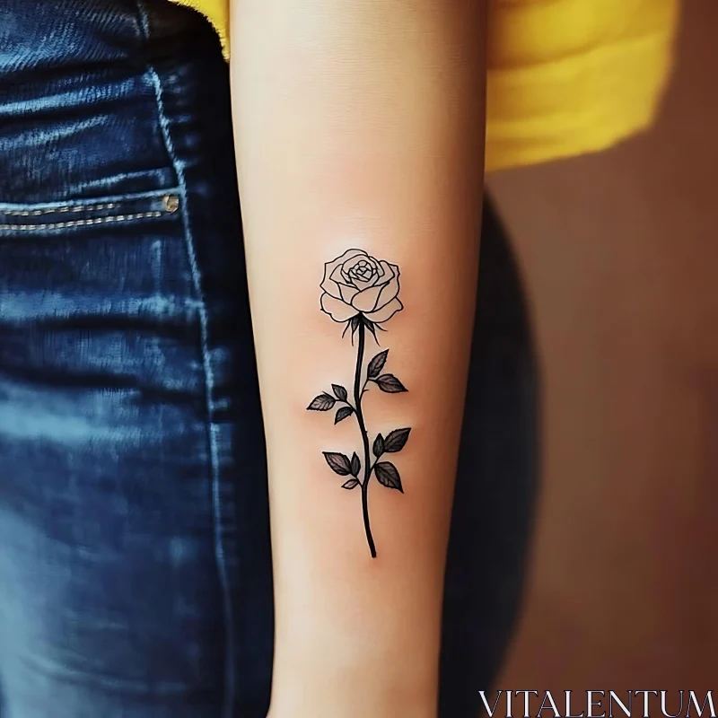 Rose Tattoo Art on Forearm AI Image