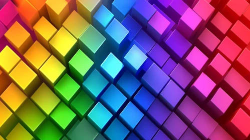 Rainbow Gradient Cubes Composition