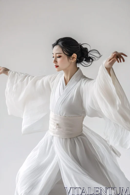 Elegant Woman in White Gown AI Image