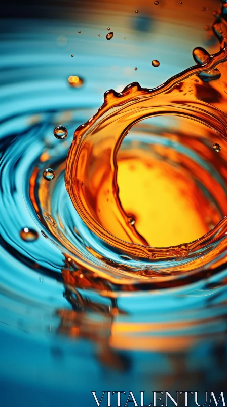 Fluid Art in Orange and Blue: A Precisionist Perspective AI Image