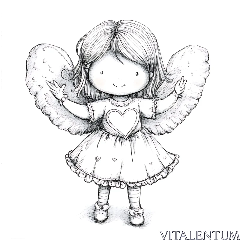 AI ART Cute Angel Cartoon Drawing