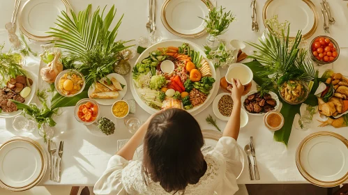 Overhead View of a Lavish Food Spread