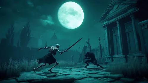 Gothic Duel Under the Pale Moon